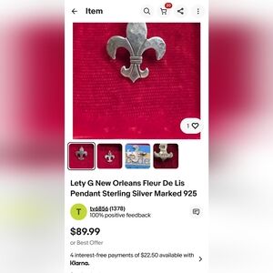 Lety G New Orleans Fleur De Lis Set Pendant And Earrings Sterling Silver 925